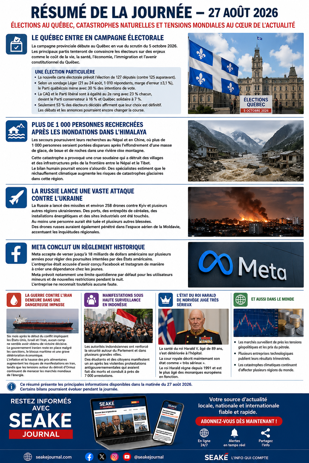 Québec, catastrophes et tensions mondiales au cœur de l’actualité