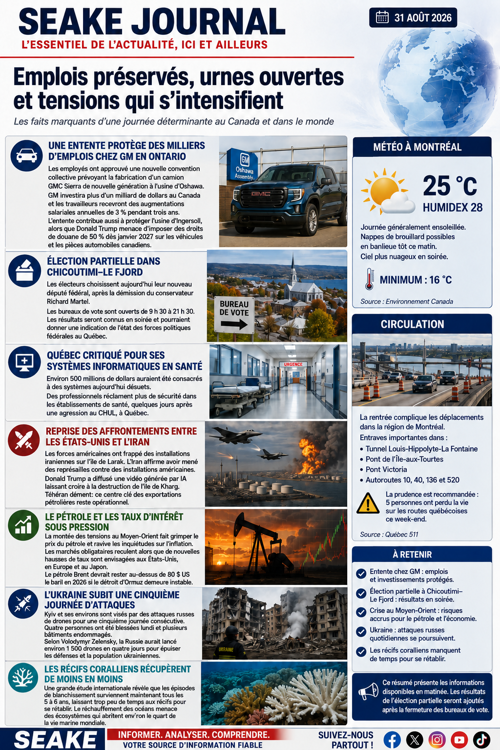 Emplois, élections et tensions internationales au cœur de l’actualité